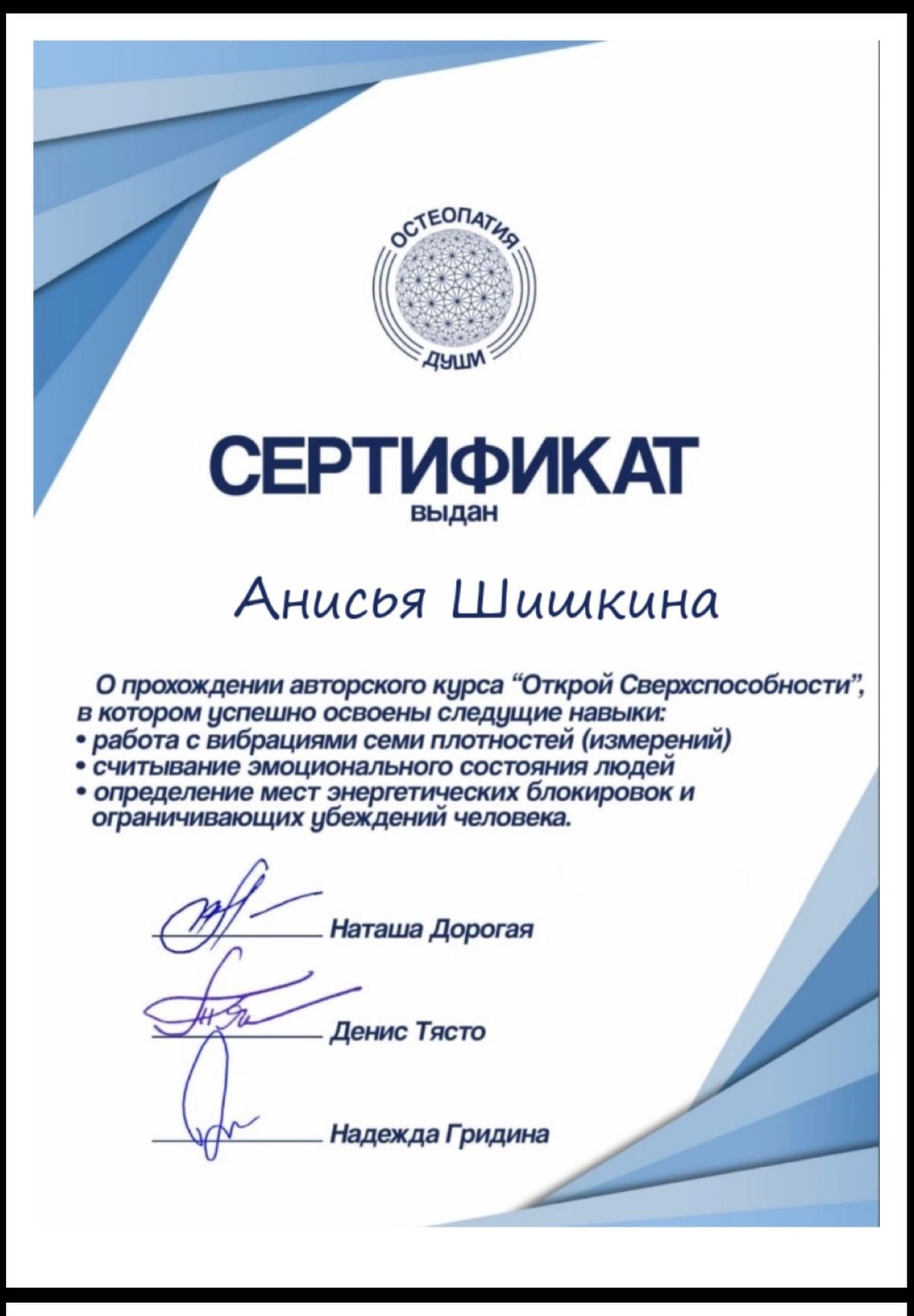 Диплом или сертификат 1